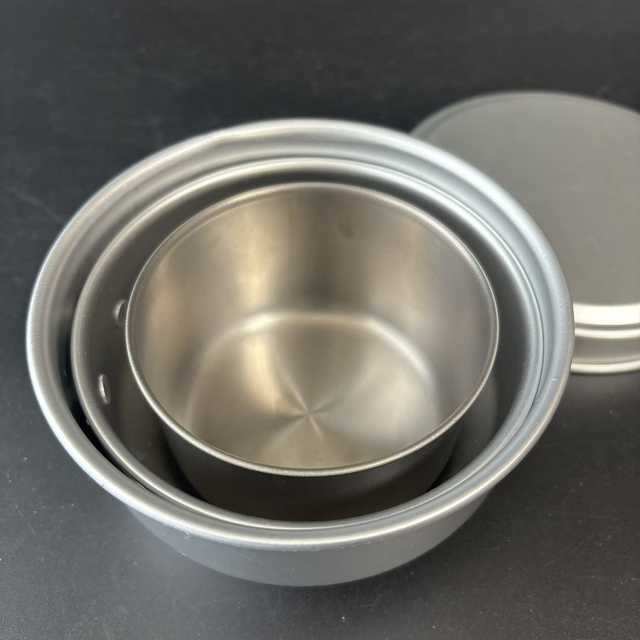 アルミ3点食器セットのスタッキング検証